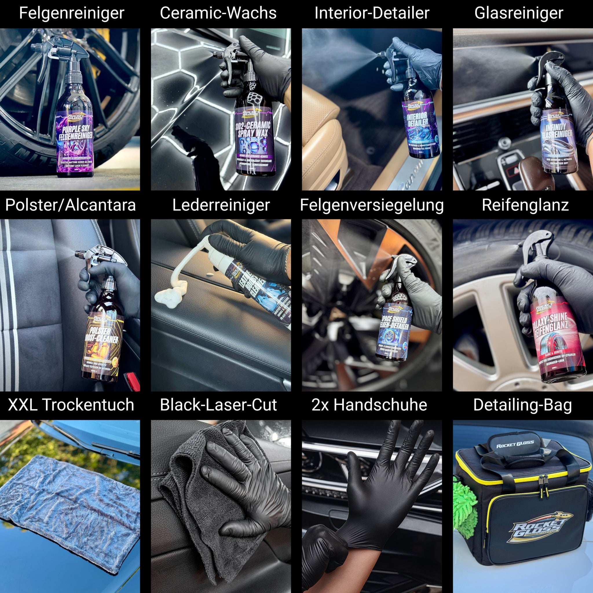 Premium Autopflege-Set: Rocket Detailing Bag 30-teilig