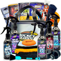 Rocket Gloss Autopflege Set mit Anleitung, Detailing Bag für Auto Innen und Außenreinigung, All in One Autopflege Tasche für Einsteiger und Profis.