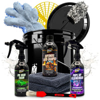 Rocket Gloss Autowaschset mit Wascheimer, Auto Shampoo, Felgenreiniger, Vorreiniger, Mikrofasertuch, Waschhandschuh und Detailing Pinsel für die komplette Fahrzeugwäsche